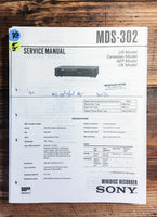 Sony MDS-302 Mini Disc MD Recorder  Service Manual *Original*