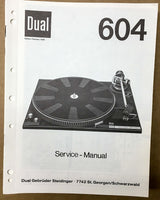 Dual Model 604 Turntable / Record Player Service Manual *Original*