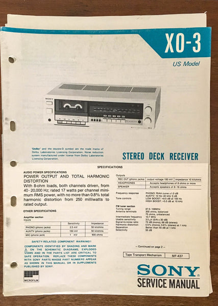 Sony XO-3 Receiver  Service Manual *Original*