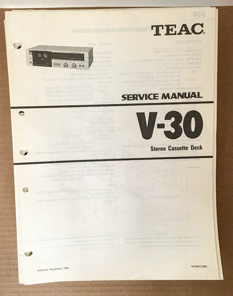 Teac V-30 Stereo Cassette Deck Service Manual *Original*