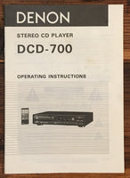 Denon DCD-700 CD Player  Owners / User Manual *Original*