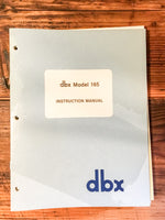 DBX Model 165 Compressor / Limiter Owner / Technical Manual *Original*