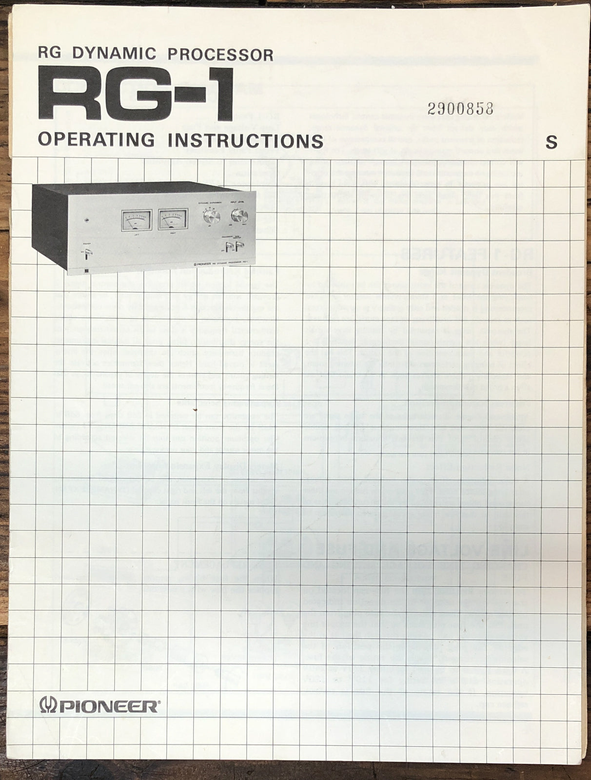 Pioneer RG-1 Processor  User / Owners Manual *Original*