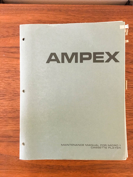 Ampex Model Micro 1 Cassette Service Manual *Original*