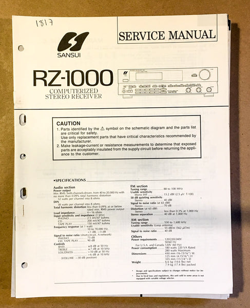 Sansui  RZ-1000 Receiver Service Manual *Original*