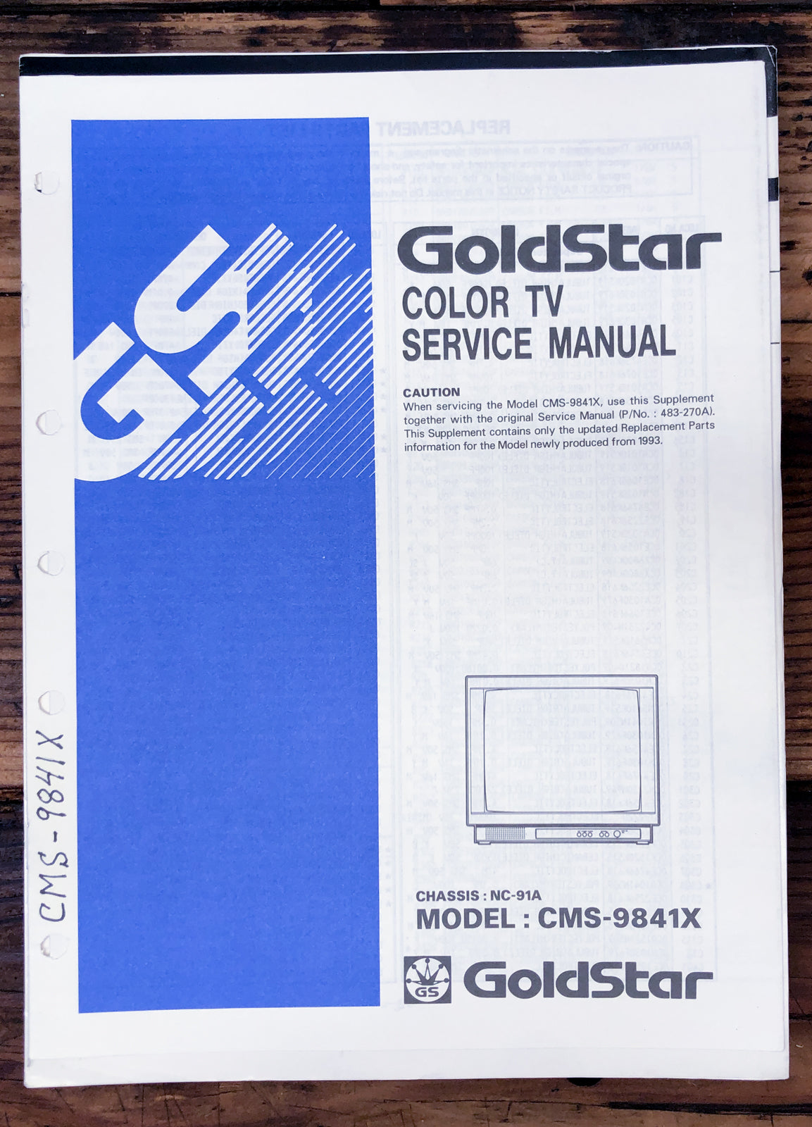 Goldstar CMS-9841X TV  Service Manual *Original*