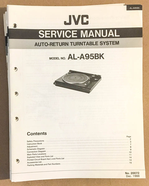 JVC AL-A95 BK Turntable / Record Player  Service Manual *Original*