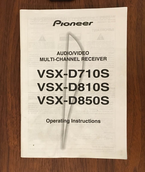 Pioneer VSX-D710S D810S D850S Receiver Owners Manual *Original*