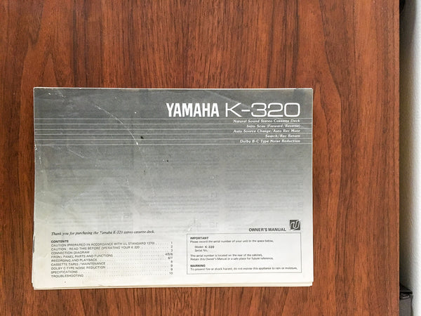 Yamaha K-320 Cassette Owners / Instruction Manual *Original*