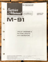 Pioneer M-91 Amplifier Service Manual *Original*