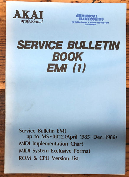 Akai Service Bulletin Book EMI  MIDI CHART ROM CPU VERSION  Manual *Original*