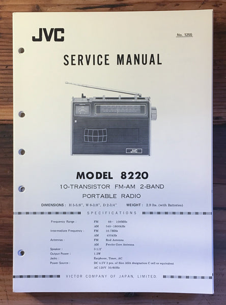 JVC Model 8220 Radio Service Manual *Original*