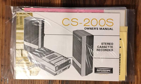 Superscope CS-200S Cassette  Owners / User Manual *Original*