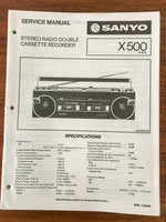 Sanyo X500 X-500 RADIO CASSETTE Service Manual *Original*