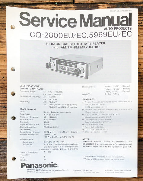 Panasonic CQ-2800EU EC -5969EU EC Car Stereo  Service Manual *Original*