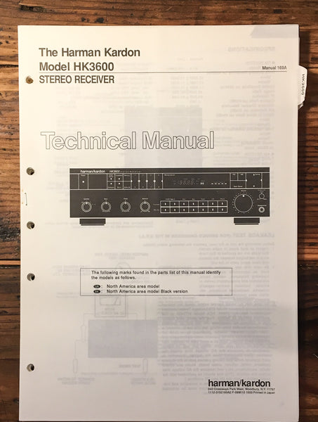 Harman Kardon HK3600 HK3600 Receiver Service Manual *Original*