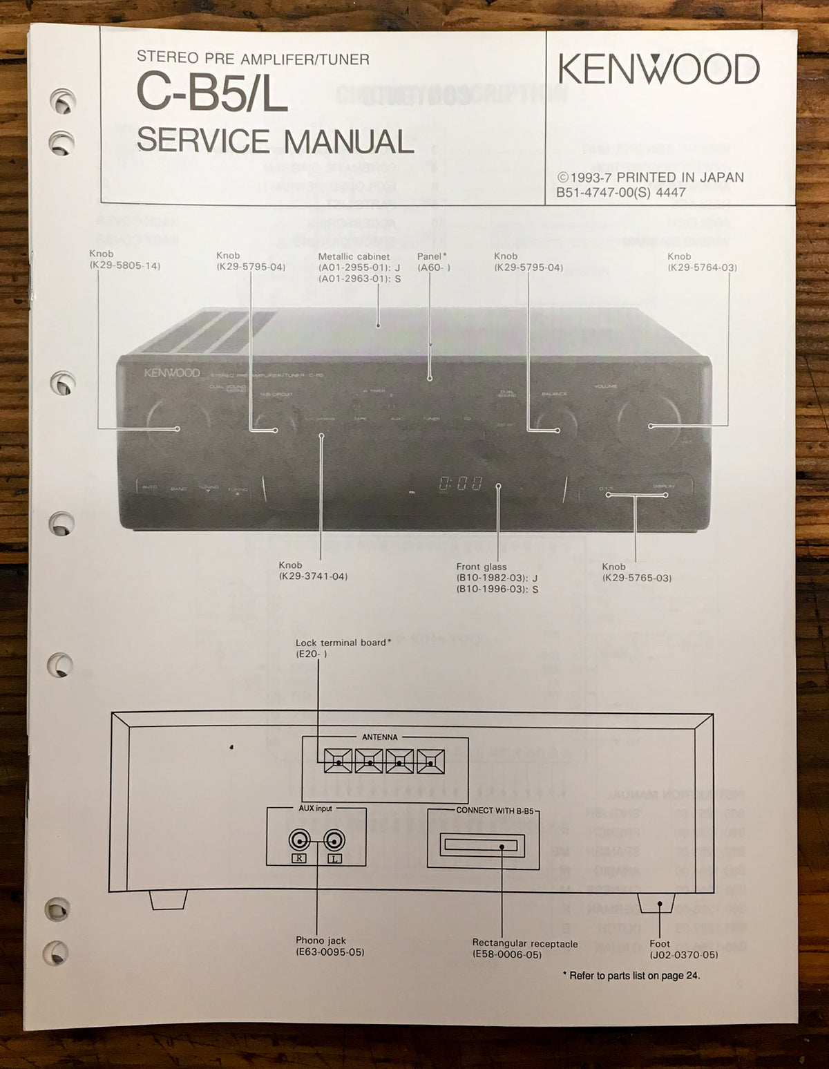 Kenwood C-B5 Stereo  Service Manual *Original*