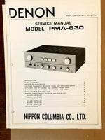 Denon PMA-630 Preamp / Preamplifier  Service Manual *Original*