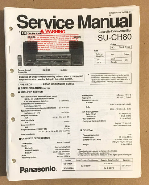 Technics / Panasonic SU-CH80 Preamp / Preamplifier  Service Manual *Original*