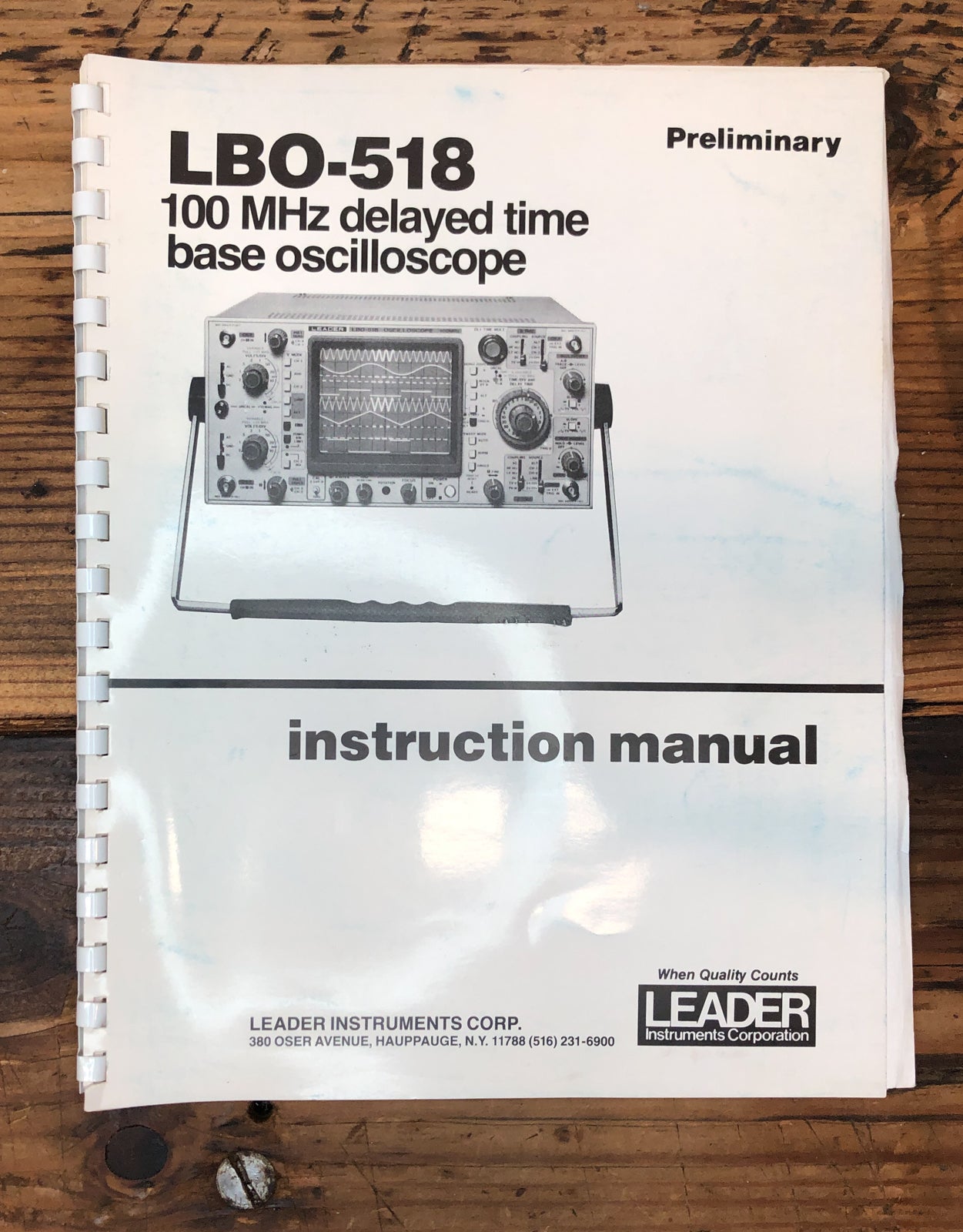 Leader LBO-518 Oscilloscope Prelim. Owners / User Manual *Original*