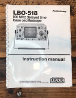 Leader LBO-518 Oscilloscope Prelim. Owners / User Manual *Original*