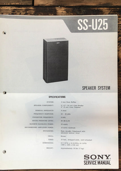 Sony SS-555 Speaker  Service Manual *Original*