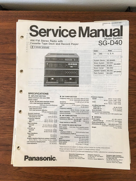 Panasonic SG-D40 Stereo Service Manual *Original*
