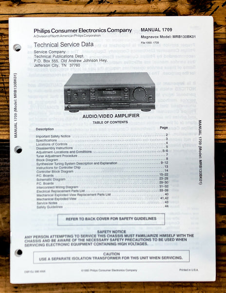 Magnavox MRB130 Receiver Service Manual *Original* #2