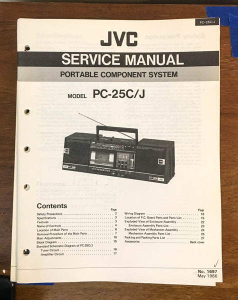 JVC PC-25C CD Portable System Service Manual *Original*