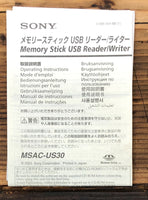 Sony MSAC-US30 Memory Stick Reader / Writer  Owner / User Manual *Original*