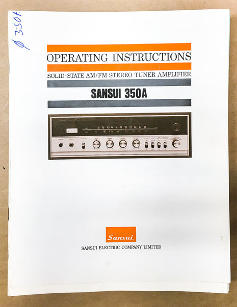 Sansui Model 350A 350 A Receiver Owners / Operating Manual *Original*