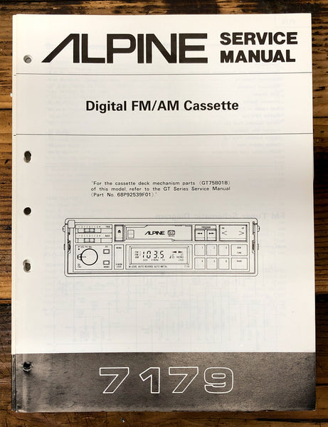 Alpine Model 7179 Car Radio Cassette  Service Manual *Original*