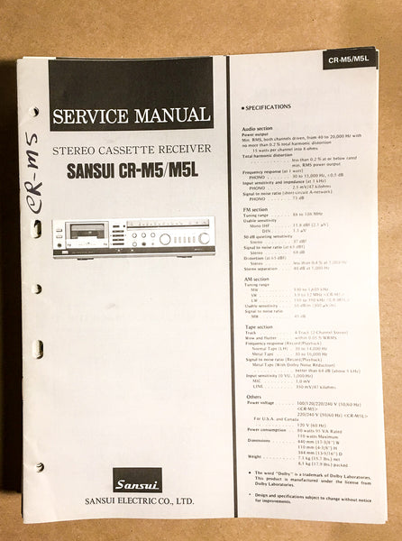 Sansui CR-M5 CR-M5L Cassette Service Manual *Original*