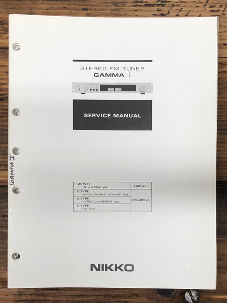 Nikko Gamma 1 Tuner  Service Manual *Original*