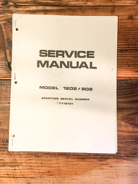 Tangent Model 802 1202 Mixing Console Service Manual *Original*