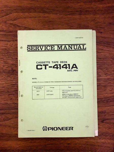 Pioneer CT-4141A  Cassette Service Manual *Original*