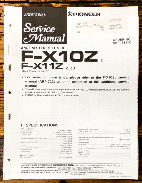 Pioneer F-X10Z F-X11Z Tuner Add. Service Manual *Original*