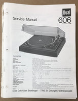 Dual Model 606 Record Player / Turntable Service Manual *Original*