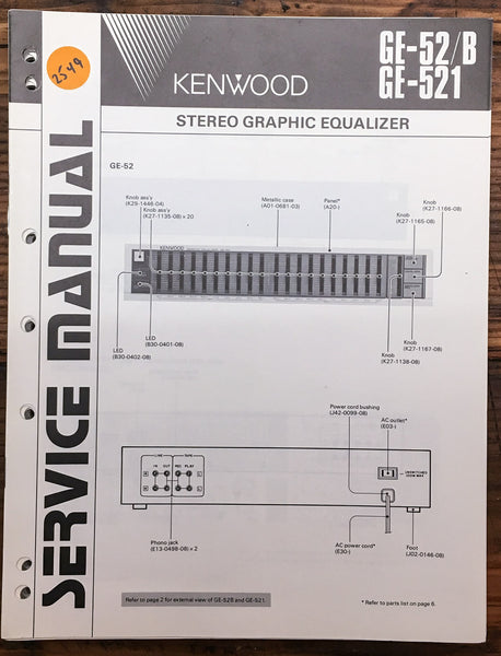 Kenwood GE-52 GE-521 Equalizer  Service Manual *Original*