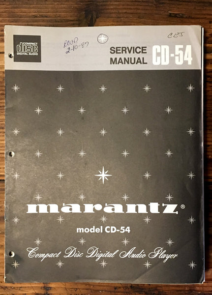 Marantz CD-54 CD Player Service Manual *Original* #1