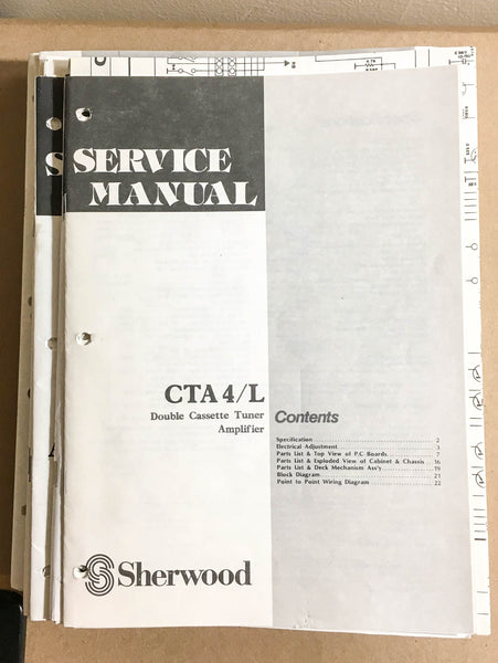 Sherwood CTA-4 CTA-4L Cassette Deck  Service Manual *Original*