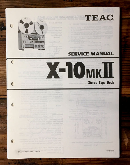 Teac X-10 MK II Reel to Reel Service Manual *Original*