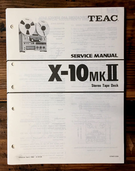 Teac X-10 MK II Reel to Reel Service Manual *Original*