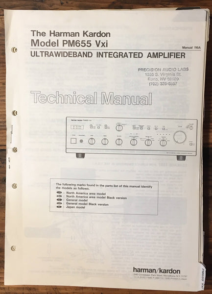 Harman Kardon HK 655 Vxi PM-655 Vxi Amplifier Service Manual *Original*