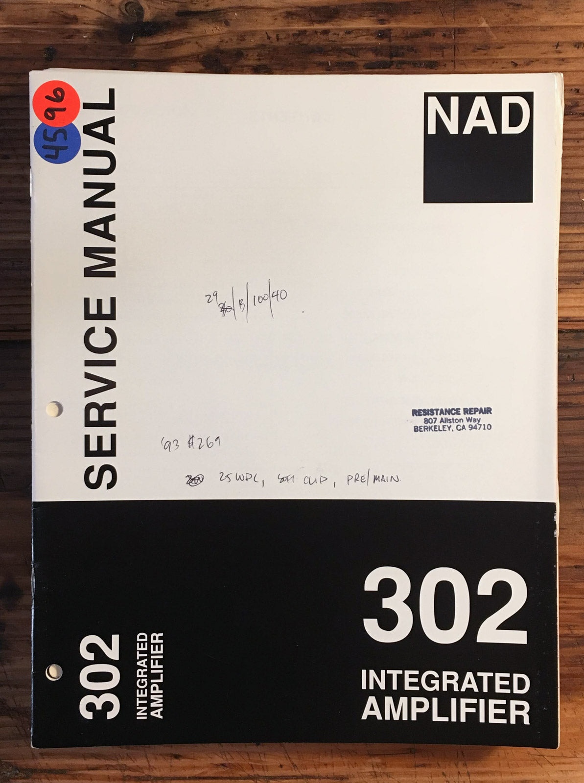 NAD Model 302 Integrated Amplifier  Service Manual *Original*