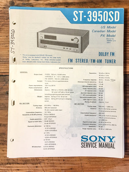Sony ST-3950SD ST-3950 SD Tuner Service Manual *Original*
