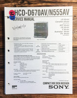 Sony HCD-D670AV HCD-N555AV Stereo  Service Manual *Original*