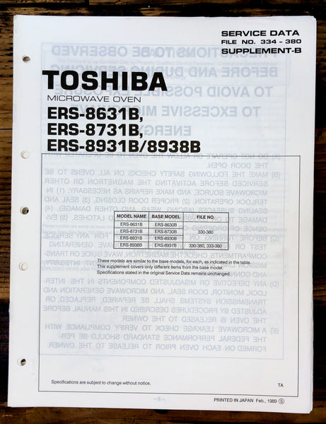 Toshiba ERS-8631B -8731B -8931B -8939B Microwave  Service Manual *Original*