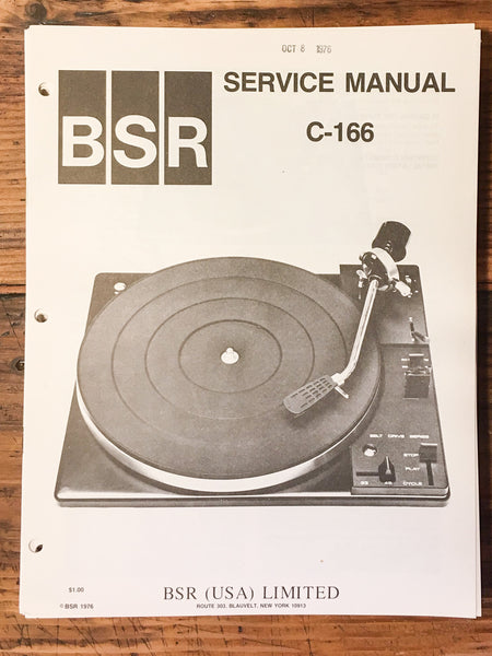 BSR C166 C-166 Record Player / Turntable Service Manual *Original*