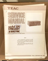 Teac A-108 Sync Model 124 Syncaset Tape Service Manual *Original*